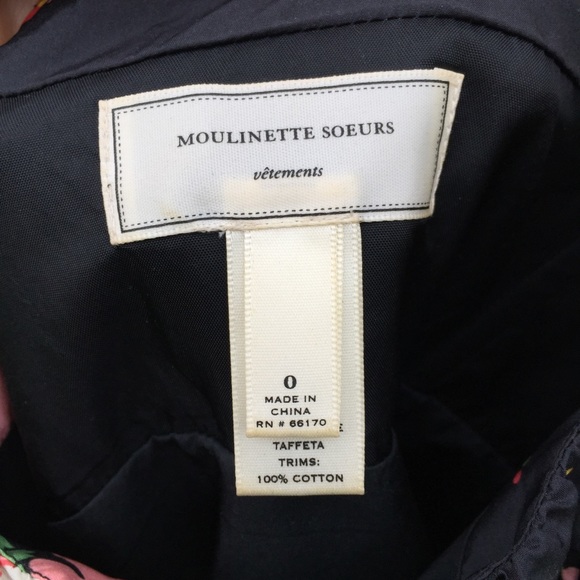 🛍️ Moulinette Soeurs Black Print Silk Dress Anthropologie 0 - Picture 4 of 7